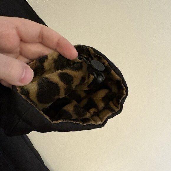 Jane Post Women L Black Leopard Button Front Long Reversible Hooded Coat NWT - Picture 6 of 14